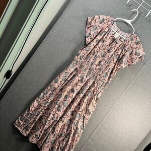 Destination 365 Short-Sleeve Midi Dress Rose Floral Size PS